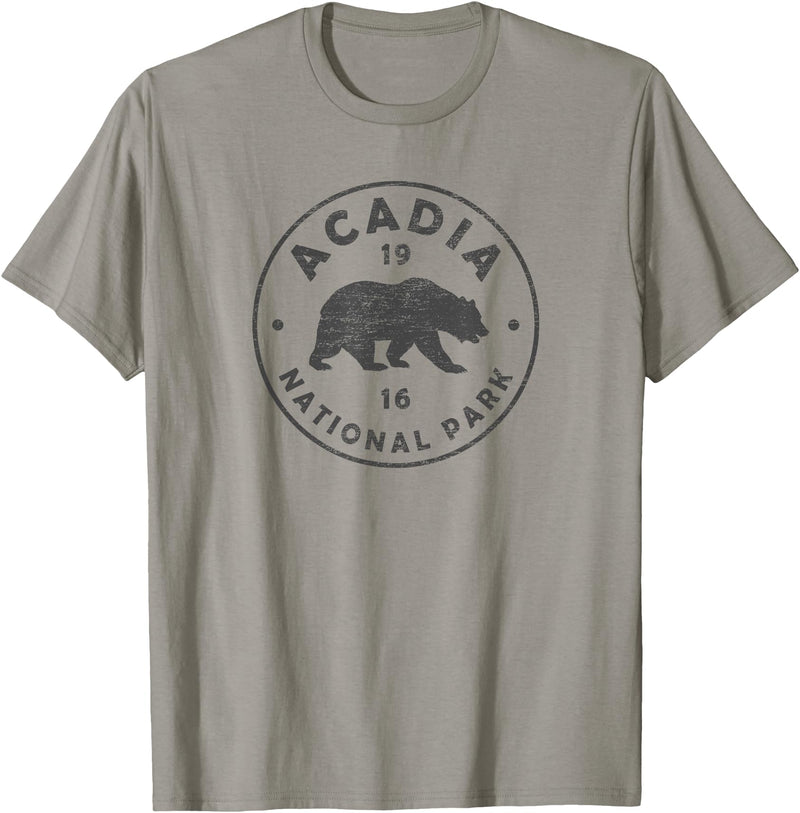 Vintage Acadia National Park Souvenir Shirts Vintage Acadia National Park Maine Bear Mens Womens Souvenir T-Shirt - Slate Grey