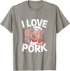 Pig Chef Barbecue Enthusiast Humor I Love Pork Funny Pig Chef Cartoon BBQ T-Shirt - Slate Grey
