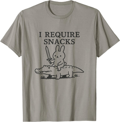 I Require Snacks Bunny Riding Gator with Sword T-Shirt