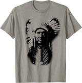 Three Horses Native American Indian Lakota Sioux Chief Three Horses Native American Lakota Sioux Wild West T-Shirt - Slate Grey