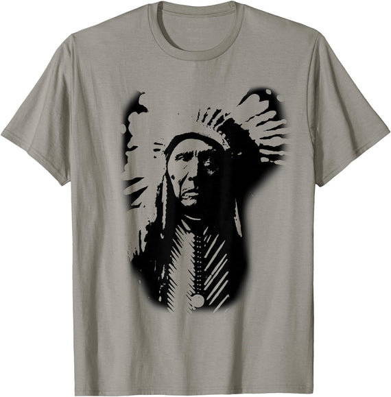 Three Horses Native American Indian Lakota Sioux Chief Three Horses Native American Lakota Sioux Wild West T-Shirt - Slate Grey