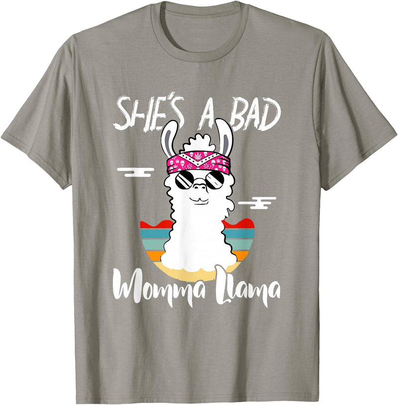 Shes a Bad Momma Llama - Mama Mom - DressedForDuty She's a Bad Momma Llama - Mama Funny - Vintage Mom Gift T-Shirt - Slate Grey