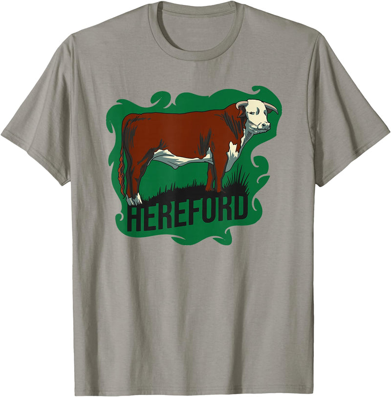 Hereford cow lover gift Hereford cow standing on the green grass T-Shirt - Slate Grey