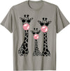 Bubble Safari Graphics Cute Giraffe Trio Blowing Bubble Gum with Sunglasses T-Shirt - Slate Grey