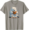 Book Lovers Polar Bear reading Books Cute Polar Bear is reading a Book, Reading Polar Bear T-Shirt - Slate Grey