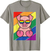 LGBTQ Flag Gay Pride Month Rainbow Pig With LGBT Glasses T-Shirt - Slate Grey