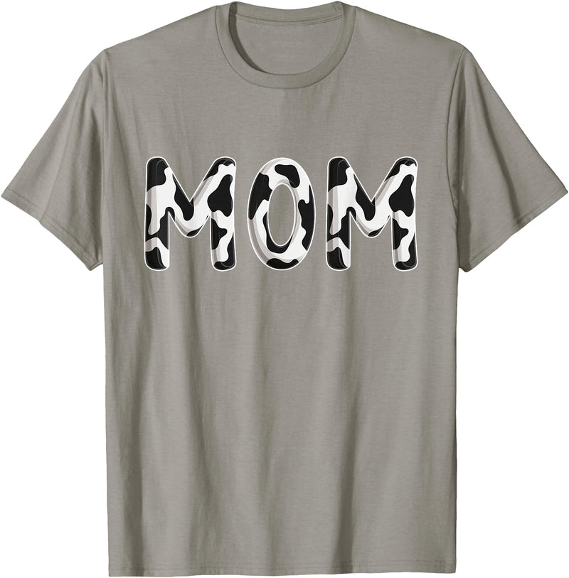 Cow Pattern Print Family Matching Birthday Shirts Cow Mom Birthday Family Matching Mothers Day Boy Girl Farm T-Shirt - Slate