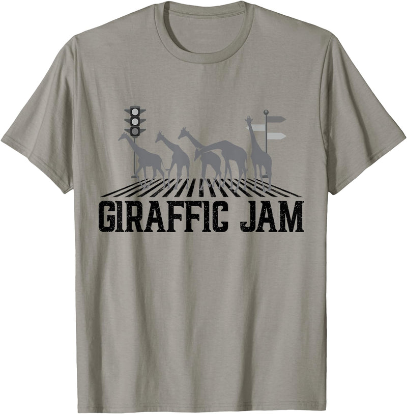 Hadley Designs Giraffic Jam, Funny Giraffe For Boys Kids Men Women, Animal T-Shirt - Slate Grey