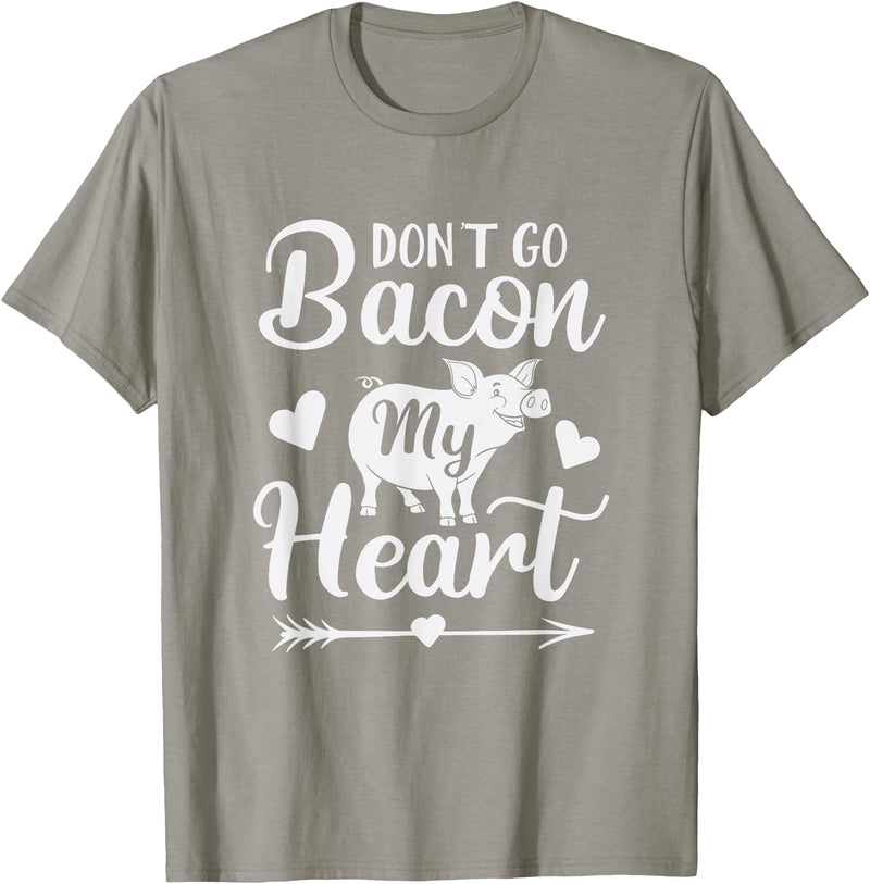 Pig Valentine Designs Don't Go Bacon My Heart Funny Valentine's Day Pig Lover T-Shirt - Slate Grey