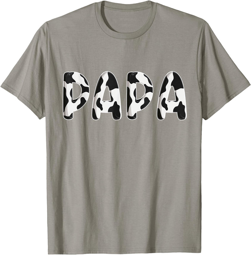 Cow Pattern Print Family Matching Birthday Shirts Cow Papa Birthday Family Matching Fathers Day Boy Girl Farm T-Shirt -