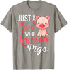 Funny Pig Shirt For Women Girls Just A Girl Who Loves Pigs Shirt Cute Pig Lover Humor T-Shirt - Slate Grey