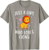 Gifts For Lion Lovers Girls Just A Girl Who Loves Lions Cute Lion Lover T-Shirt - Slate Grey