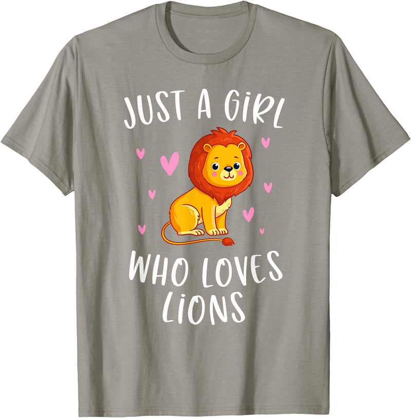 Gifts For Lion Lovers Girls Just A Girl Who Loves Lions Cute Lion Lover T-Shirt - Slate Grey
