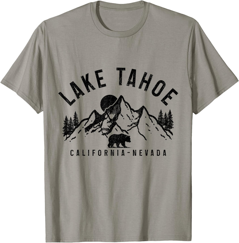 We Love Lake Tahoe - California Nevada Lake Tahoe California Nevada Mountains Bear Nature Vintage T-Shirt - Slate Grey