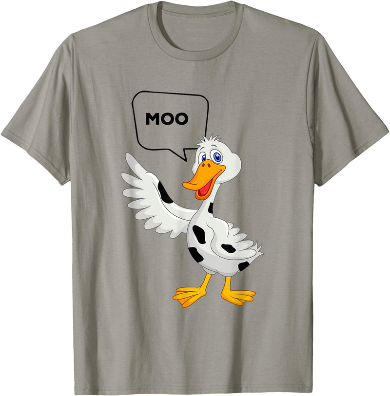Farm Animal Duck Duck Goes Moo Funny Cute Cartoon Cow Farm Animals T-Shirt - Slate Grey