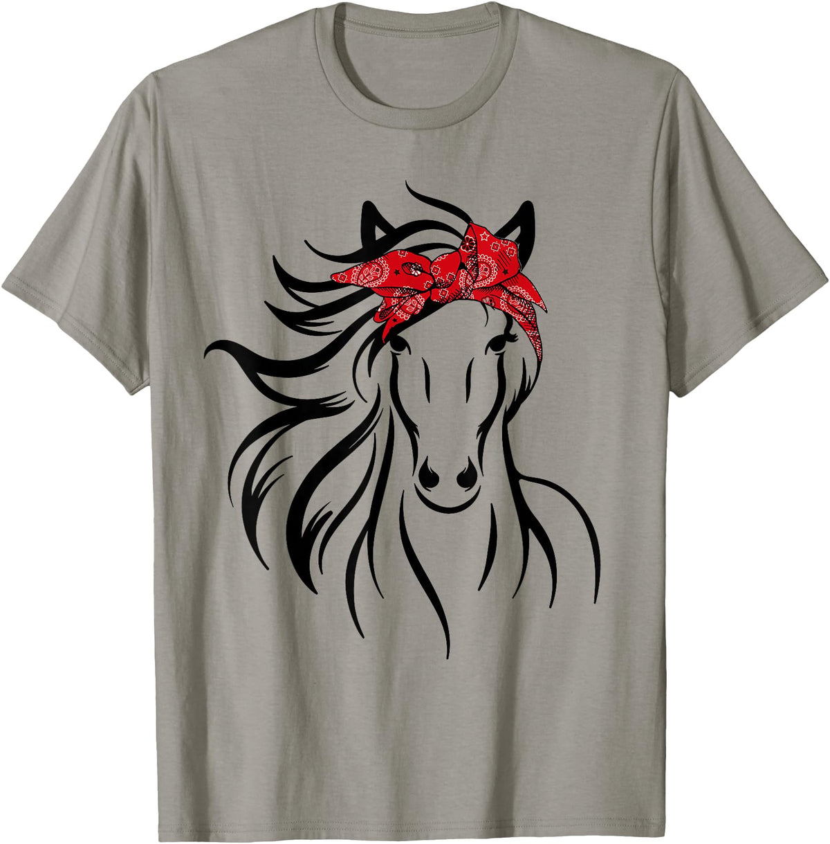 Horse Bandana Tee For Women Girls Tee Horse Bandana Tee for Horseback Riding Horse Lover T-Shirt - Slate Grey