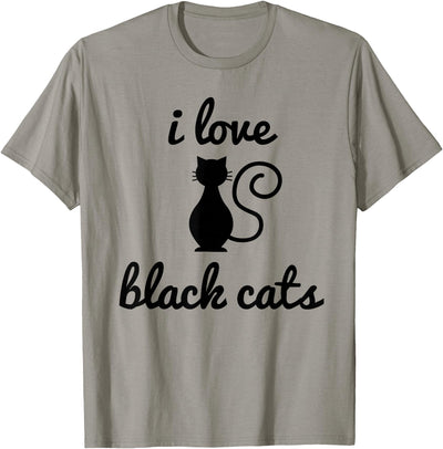 Black Cat T Shirts, I Love Black Cats Adorable I Love Black Cats T-Shirt, Black Cat Mom Gift T-Shirt