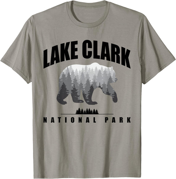 Lake Clark National Park Souvenir Tee Lake Clark National Park Bear US Parks Souvenir T-Shirt - Slate Grey