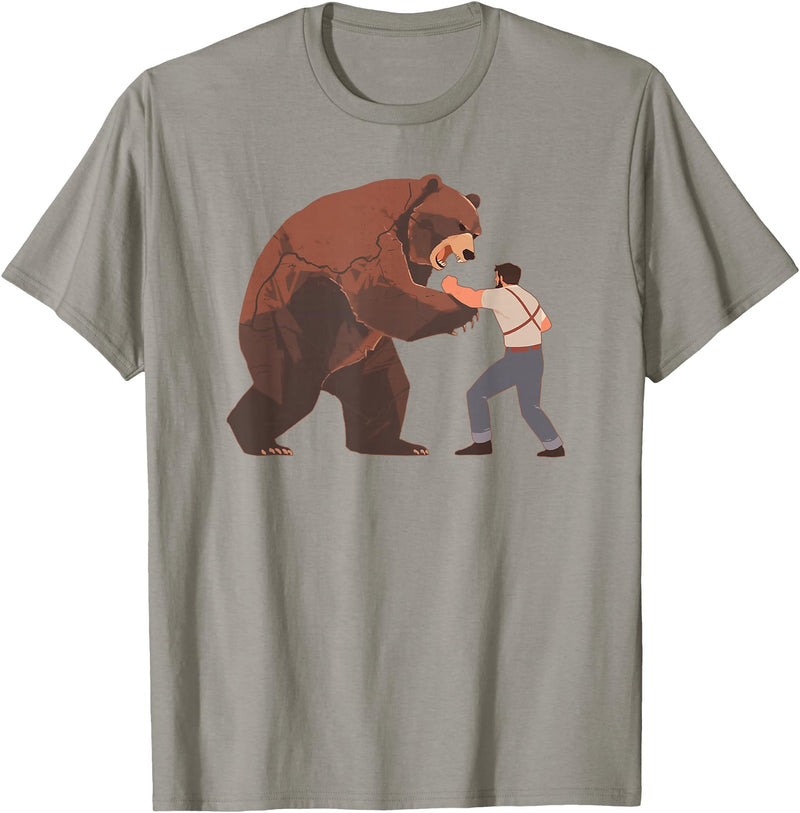 Outdoor lover funny outfits Bear Challenge - Funny Man Against Wild Bear Fighting T-Shirt - Slate Grey
