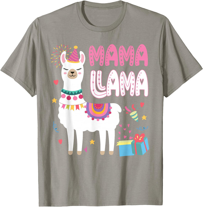 Family Matching Llama Birthday Party Supplies Mama Llama Mom Of The Birthday Llama Birthday Theme T-Shirt - Slate Grey