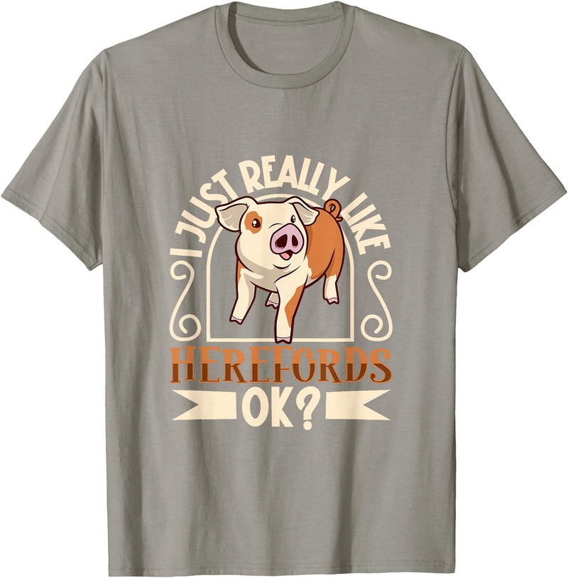 Creative Hereford Pig Designs I Love My Hereford Pig T-Shirt - Slate Grey