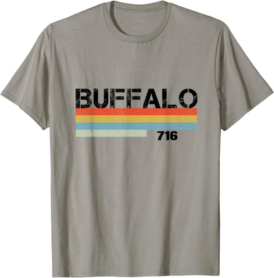 Cow Buffalo Vintage Stripes Area Code 716 Buffalo T-Shirt
