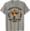 The Woof Wardrobe World's Coolest Cow Dad Papa - Men Farmer Brown Swiss T-Shirt - Slate Grey