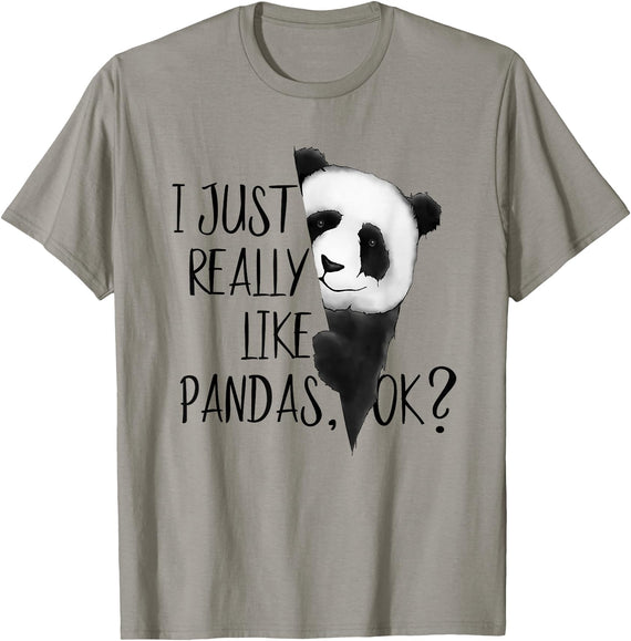 Giant Panda Fan Art SkizzenMonster I Just Really Like Pandas, OK? Funky I Love Panda Bears Art T-Shirt - Slate Grey