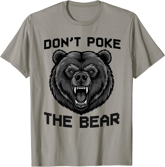 Vintage Wild Bear Attitude Graphic Tees Don’t Poke The Bear California Republic Grizzly Spirit T-Shirt - Slate Grey