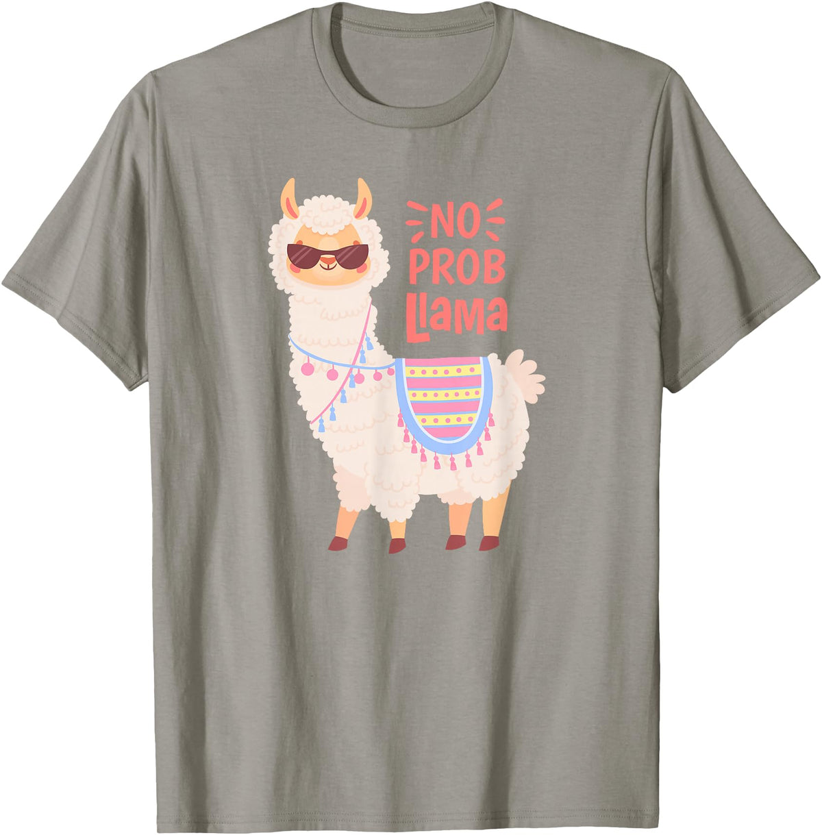 Llama & Alpaca Shirts, Cute Llama & Alpaca Outfit No ProbLlama Shirt, No Problama Shirt, Funny Alpaca Llama T-Shirt - Slate Grey