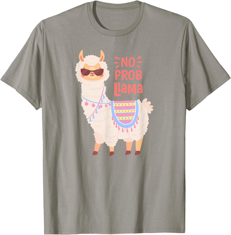 Llama & Alpaca Shirts, Cute Llama & Alpaca Outfit No ProbLlama Shirt, No Problama Shirt, Funny Alpaca Llama T-Shirt - Slate Grey