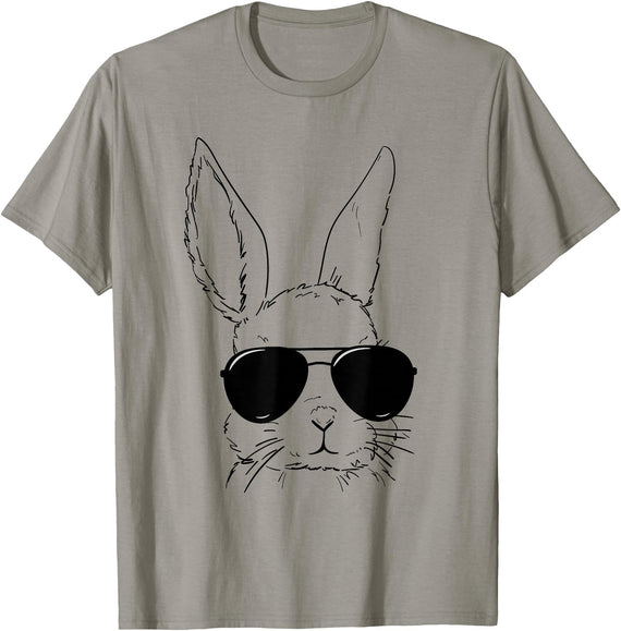 Easter Bunny with Glasses Funny Rabbit Easter Day Men Boys T-Shirt in Slate Grey