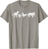Farmer Farm Animal Lover Gifts Goat Chicken Pig Agriculture Heartbeat Farm Animals T-Shirt - Slate Grey