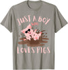 Funny Pig Lover Farm Animals Just A Boy Who Loves Pigs sunglasses In the Mud Kids Boy T-Shirt - Slate Grey