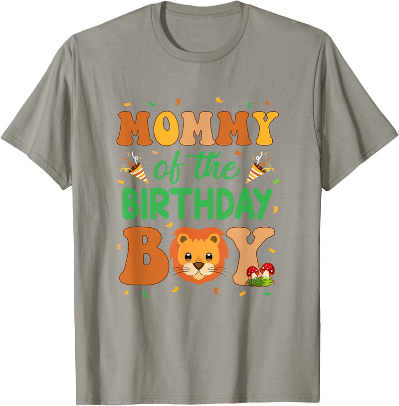 Mom Birthday Boy Family Matching Lion Mommy Of The Birthday Boy Lion Family Party Decorations T-Shirt - Slate Grey