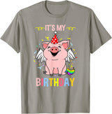 Its My Birthday Pig T-Shirt - Slate Grey