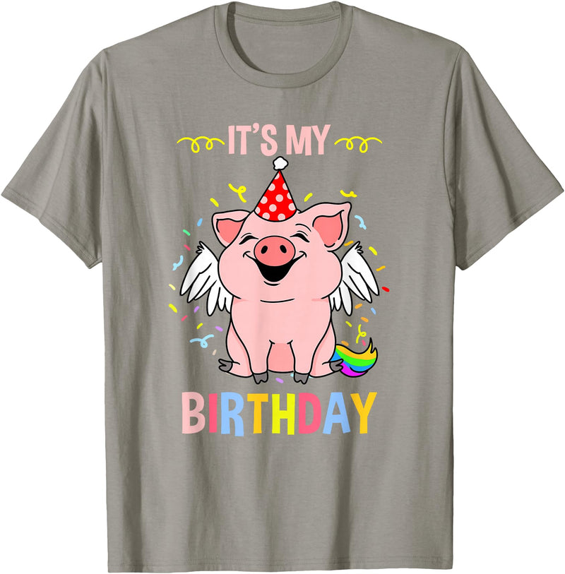 Its My Birthday Pig T-Shirt - Slate Grey