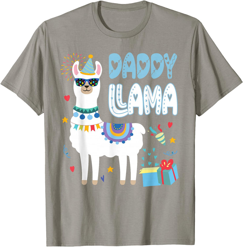 Family Matching Llama Birthday Party Supplies Daddy Llama Dad Of The Birthday Boy Girl Llama Birthday T-Shirt - Slate Grey