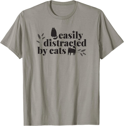 Threadrock Easily Distracted by Cats Funny Cat Lover T-Shirt