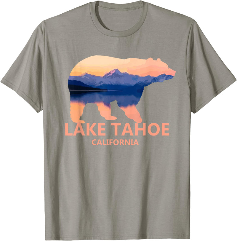Lake Tahoe California - Apparel & Gifts Lake Tahoe California Grizzly Bear Souvenir Gift T-Shirt - Slate Grey