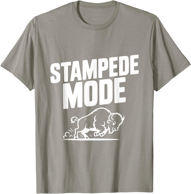 Fraxoweb Stampede Mode Buffalo for Animal Lovers T-Shirt - Slate Grey
