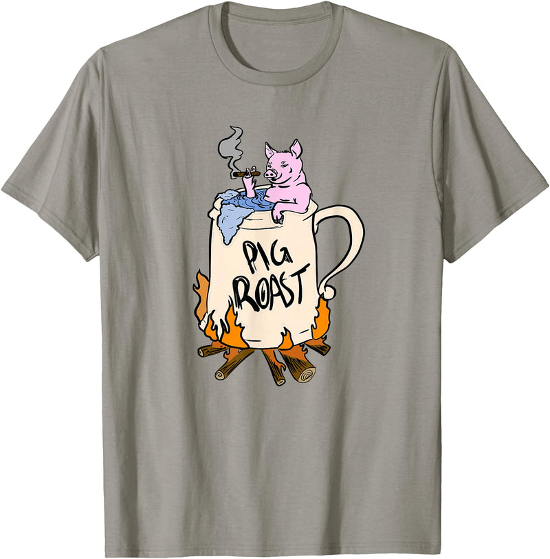 Funny animal pig roast party clothing and apparel Funny Pig Spit Roast BBQ Party Grill Master Gift T-Shirt - Slate Grey