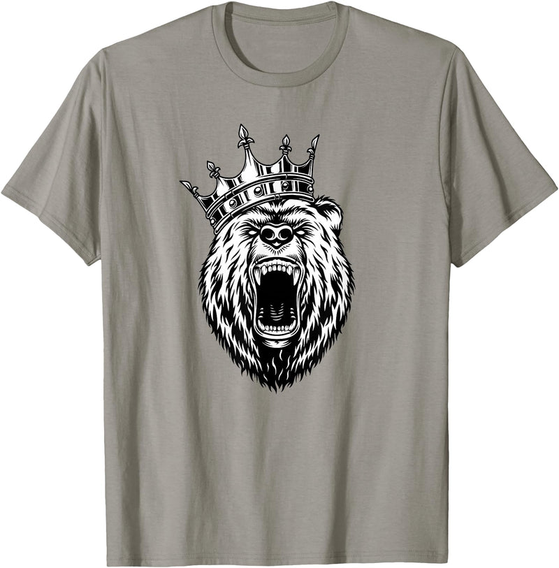 Bear Head - Angry Bear - Bear with a Crown - King of Bears T-Shirt - Slate Grey