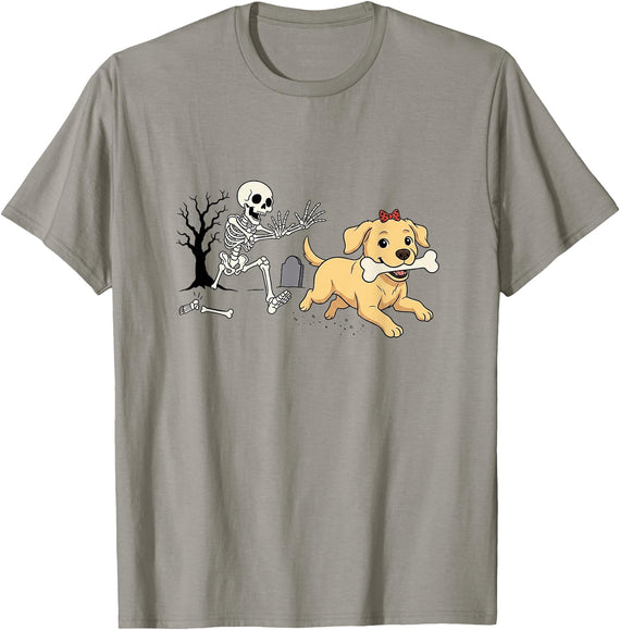 Halloween Pumpkin Spooky Season Fall Vibes Apparel Halloween Labrador Skeleton Lab Dog Lover Spooky Season Fall T-Shirt -