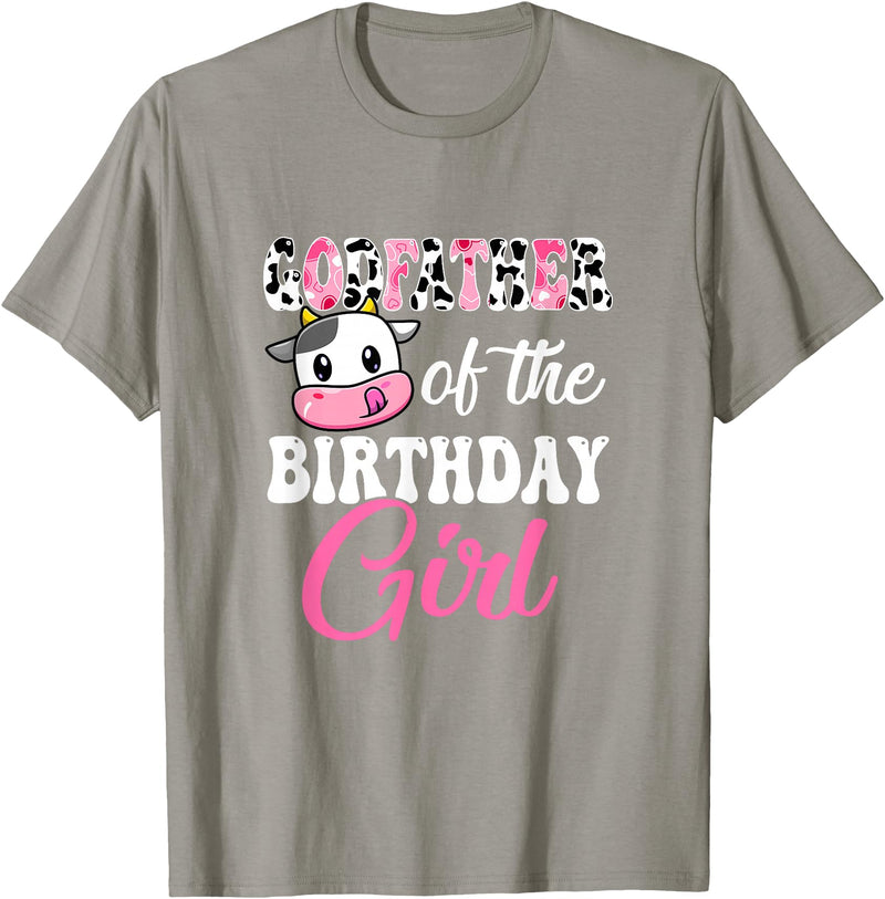 Vintage Retro Birthday Godfather Of The Birthday Girl Farm Cow 1St Birthday Girl T-Shirt - Slate Grey