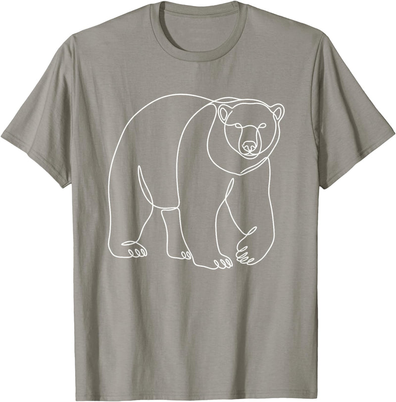 Modern Minimalist Wildlife Line Art Graphic Minimalist Polar Bear Single Line Art Drawing T-Shirt - Slate Grey