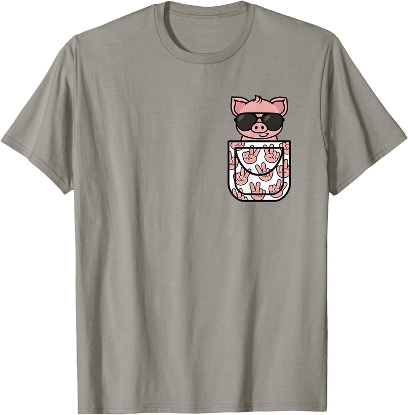 KATYLIN Funny Pig Pocket Pig Lover Men Women Boys Girls Kids T-Shirt - Slate Grey