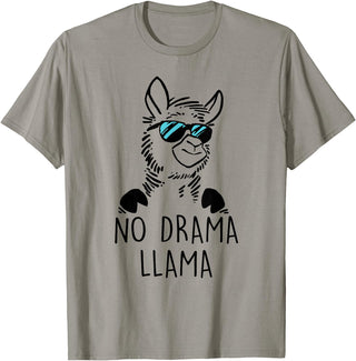 Pretees No Drama Llama Graphic Funny Llama T-Shirt - Women's Adult Unisex-Adults Grey Small Classic Fit Crew Neck Short Sleeve - Slate Grey