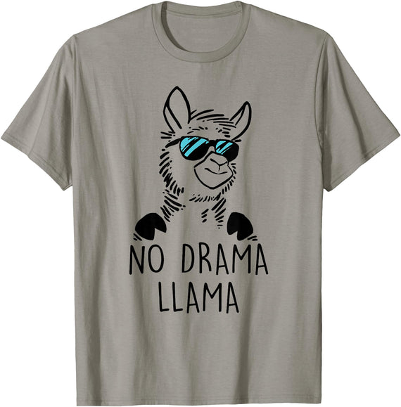 Pretees No Drama Llama Graphic Funny Llama T-Shirt - Women's Adult Unisex-Adults Grey Small Classic Fit Crew Neck Short Sleeve - Slate Grey