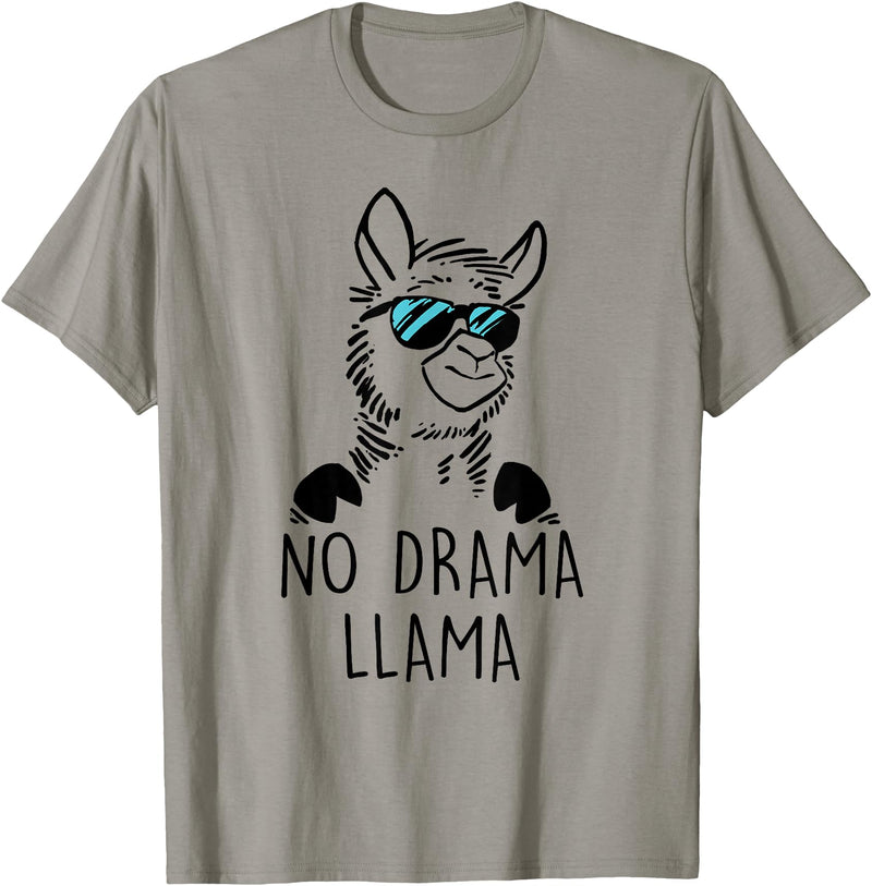 Pretees No Drama Llama Graphic Funny Llama T-Shirt - Women's Adult Unisex-Adults Grey Small Classic Fit Crew Neck Short Sleeve - Slate Grey
